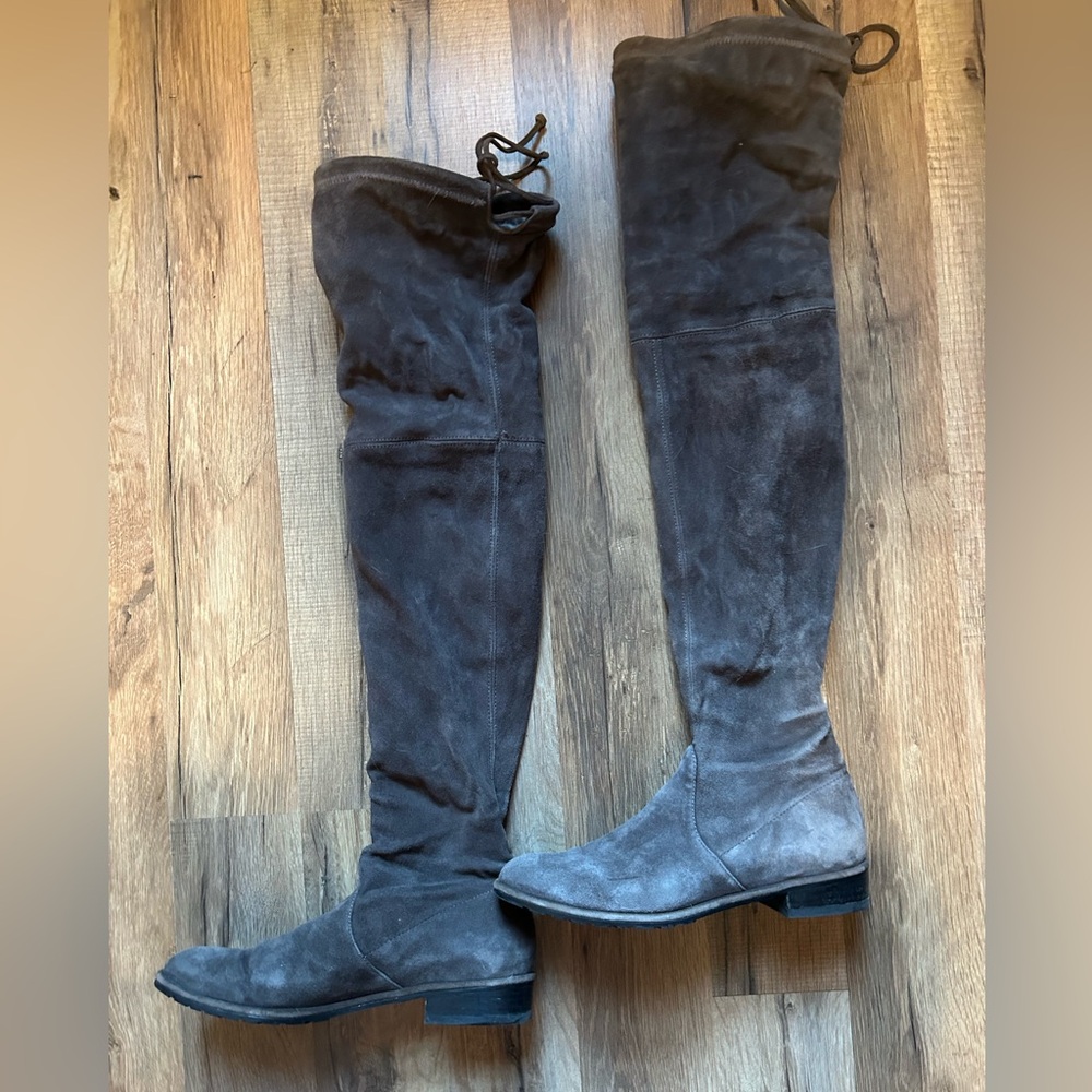 Stuart Weitzman over the knee gray suede boots size 6